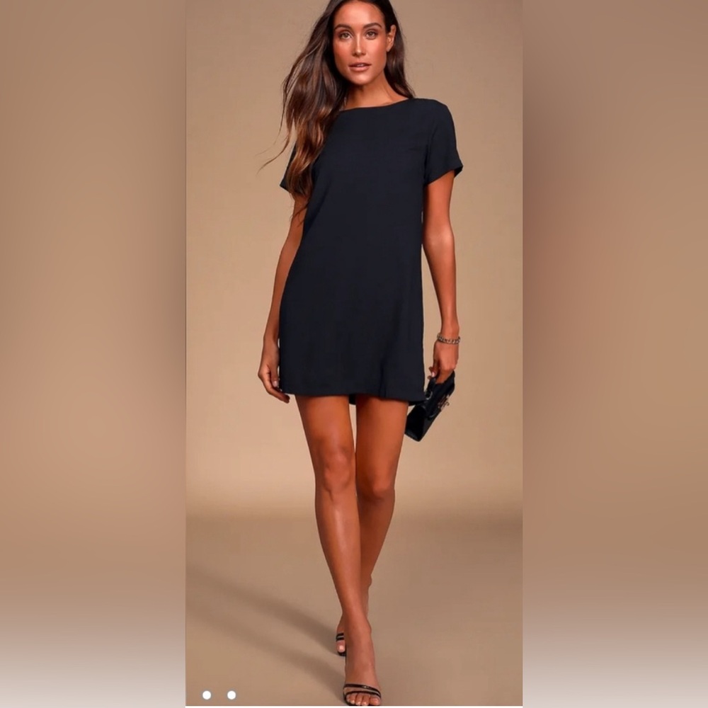Lulus Black Shift Mini Dress (S)